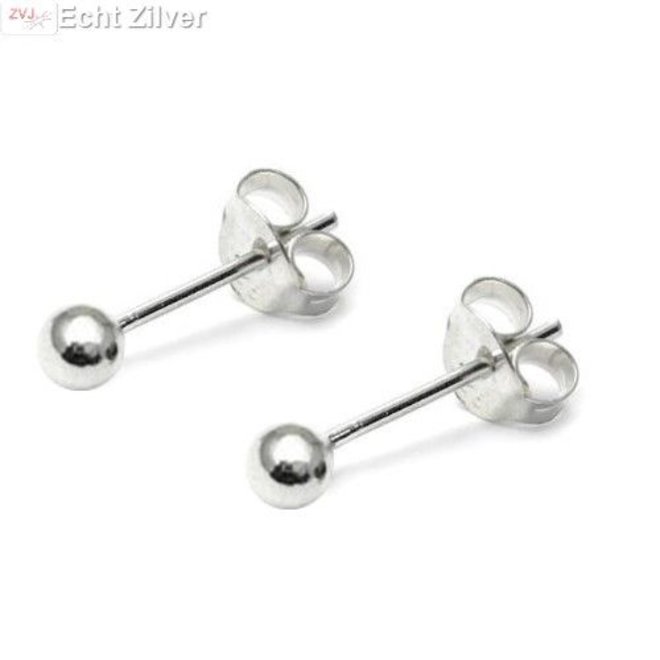 Zilveren kleine oorknopjes 4 mm balletjes