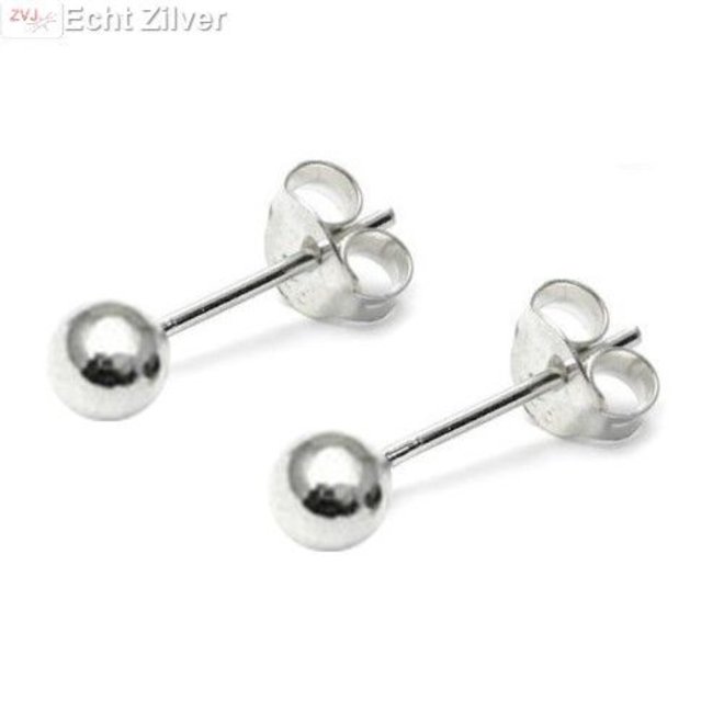 Zilveren kleine oorknopjes 5mm balletjes