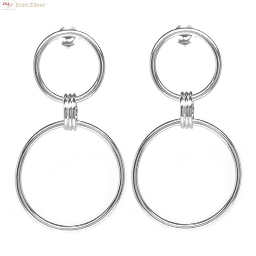 ZilverVoorJou Zilveren design oorstekers met 2 cirkels ZilverVoorJou Zilveren design oorstekers met 2 cirkels