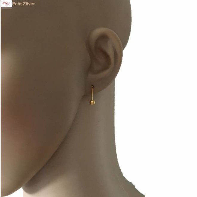 Gold plated 925 zilveren kleine staaf bal oorstekers