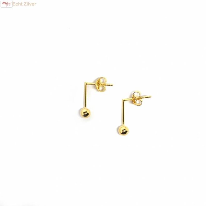 Gold plated  kleine staaf bal oorstekers