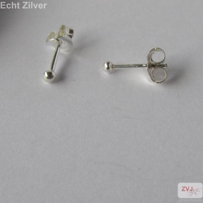 Zilveren kleine oorknopjes 2 mm balletjes