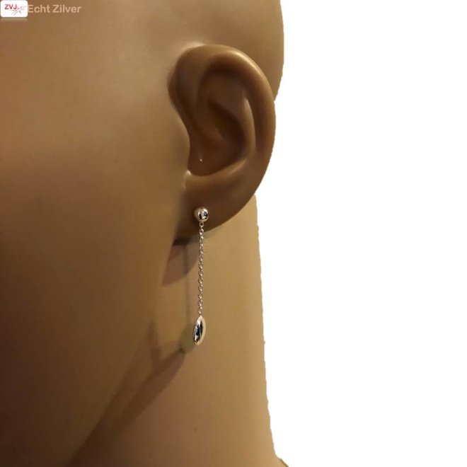 Zilveren oorstekers hangers met discus vorm