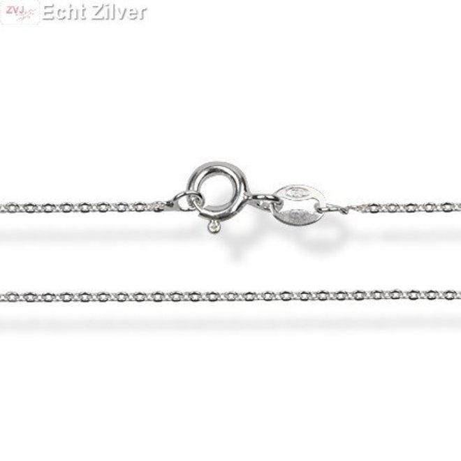 Zilveren ovale kabelketting 45 cm 0.8 mm breed