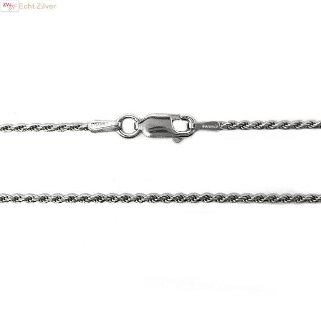 Zilveren rhodium rope ketting 40 cm 1.4 mm