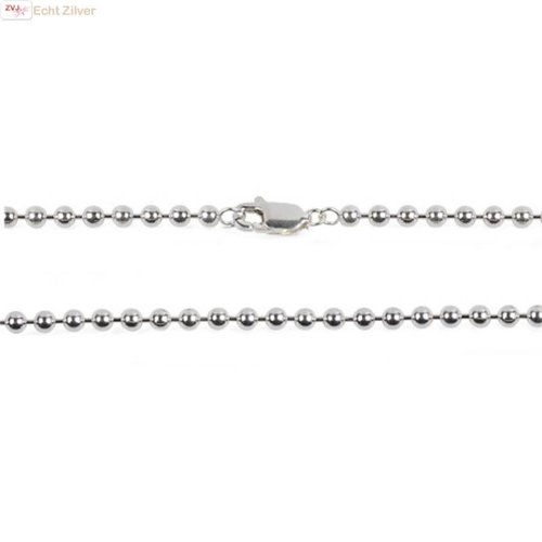 ZilverVoorJou Zilveren balletjes ketting 80 cm, 2 mm dik ZilverVoorJou Zilveren balletjes ketting 80 cm, 2 mm dik
