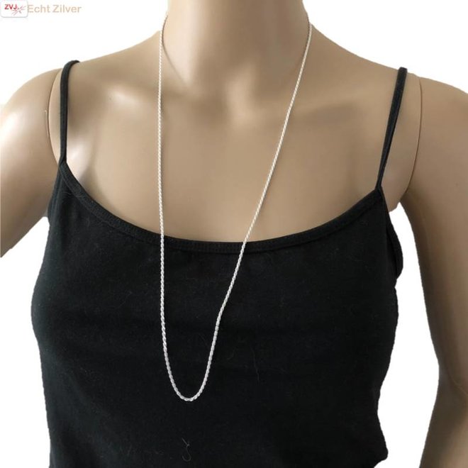 Zilveren rope ketting 76 cm 2 mm