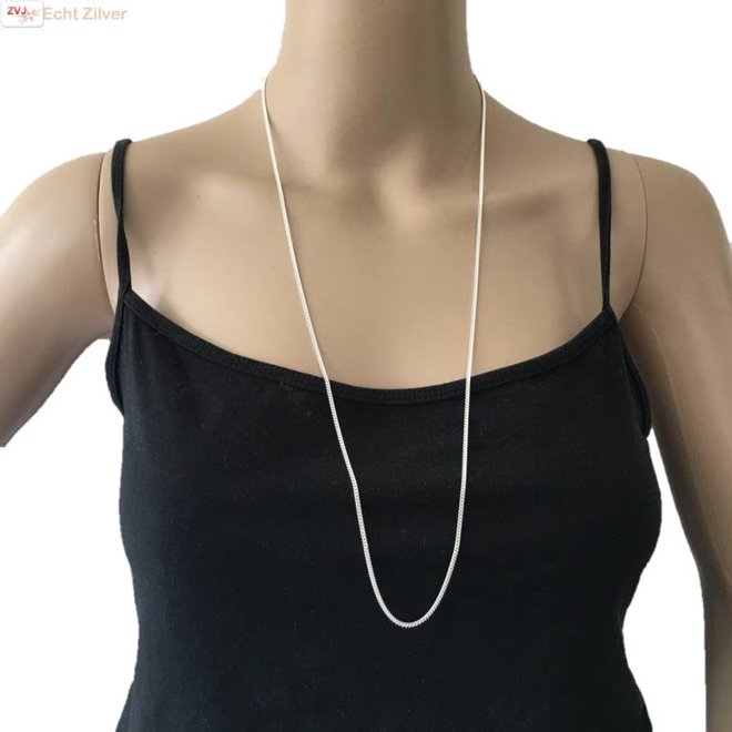 Zilveren gourmet ketting 76 cm lang 2 mm breed