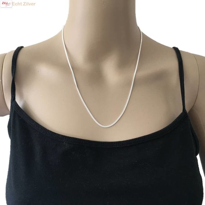 Zilveren gourmet ketting 50 cm lang 2 mm breed