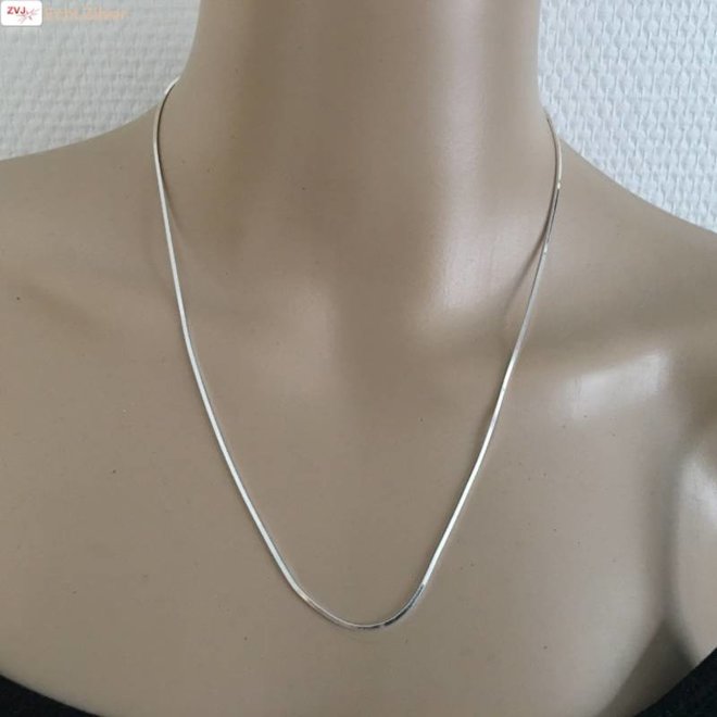 Zilveren Square Snake Ketting 40 cm – 1 mm – 925 Zilver