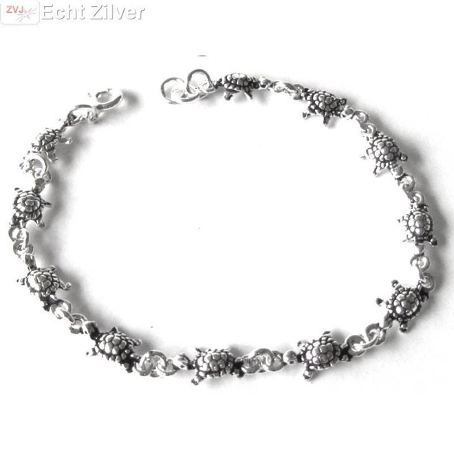 Zilveren turtle schildpad armband