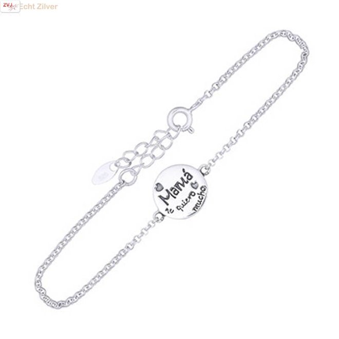 Zilveren Mama te quiero mucho armbandje