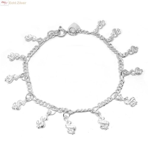 ZilverVoorJou Zilveren bedelarmband dollartekens ZilverVoorJou Zilveren bedelarmband dollartekens