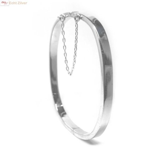 ZilverVoorJou Zilveren vierkante slavenarmband 50 x 57 en 5 mm breed ZilverVoorJou Zilveren vierkante slavenarmband 50 x 57 en 5 mm breed