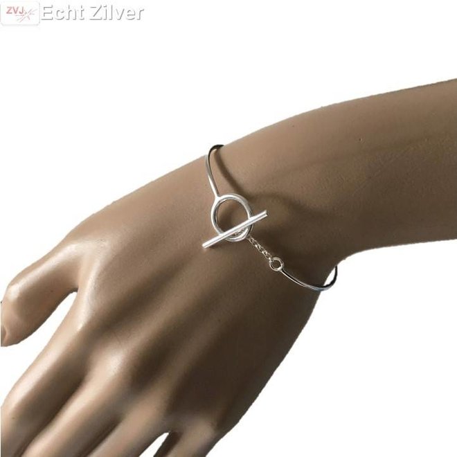 Zilveren toggle armband
