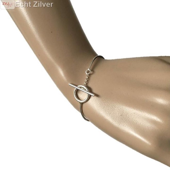 Zilveren toggle armband