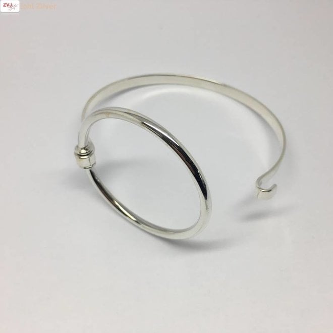 Zilveren grote cirkel bangle armband