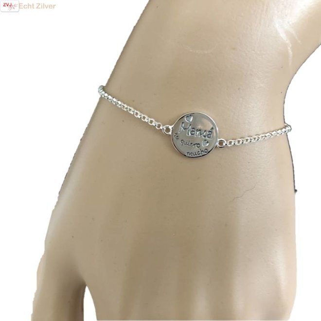 Zilveren Mama te quiero mucho armbandje