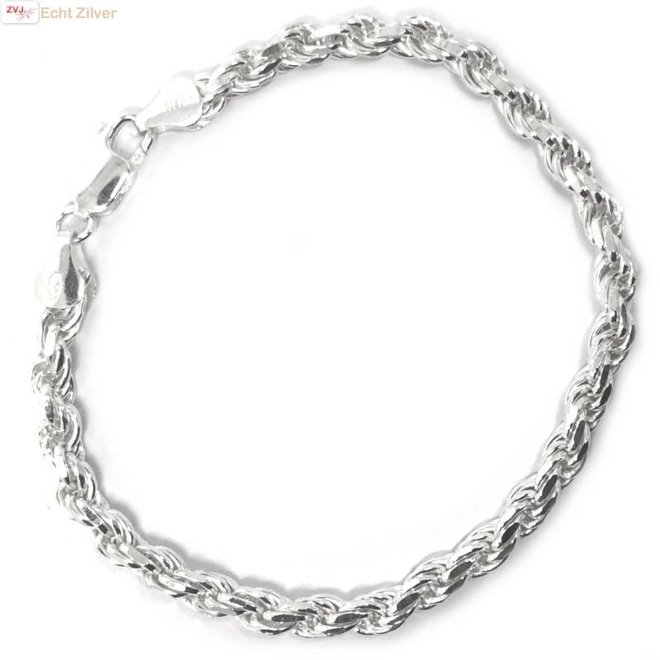 Zilveren rope schakel armband 5 mm breed
