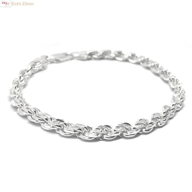 Zilveren rope schakel armband 5 mm breed