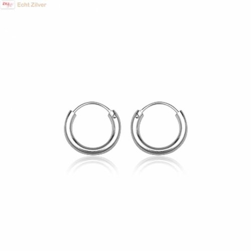 ZilverVoorJou Zilveren mini creolen oorringen ronde buis 12 x 2 mm breed ZilverVoorJou Zilveren mini creolen oorringen ronde buis 12 x 2 mm breed
