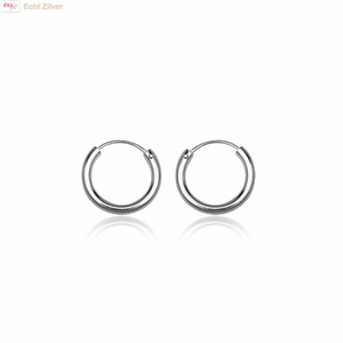 ZilverVoorJou Zilveren kleine creolen oorringen ronde buis 14 x 2 mm breed ZilverVoorJou Zilveren kleine creolen oorringen ronde buis 14 x 2 mm breed