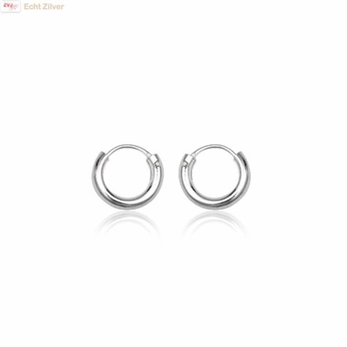 ZilverVoorJou Zilveren mini creolen oorringen ronde buis 10 x 2 mm breed ZilverVoorJou Zilveren mini creolen oorringen ronde buis 10 x 2 mm breed