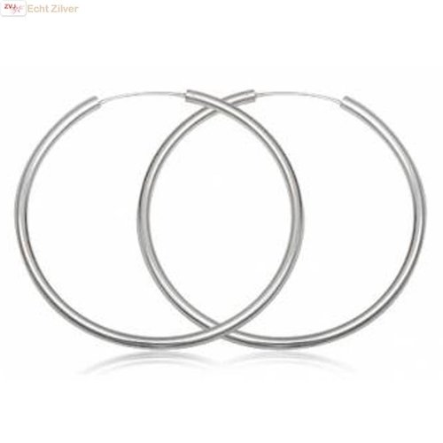ZilverVoorJou Zilveren creolen oorringen groot 80 mm 3 mm breed ZilverVoorJou Zilveren creolen oorringen groot 80 mm 3 mm breed