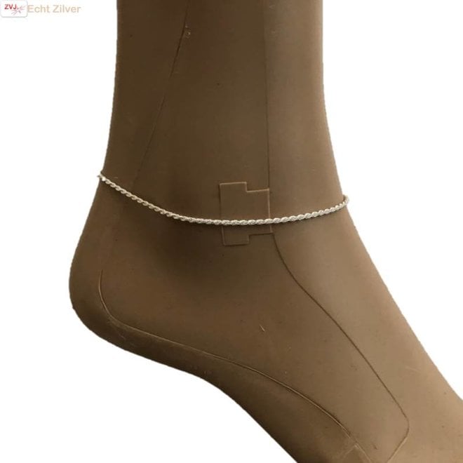 Zilveren rope enkelketting  22 cm 1.6 mm