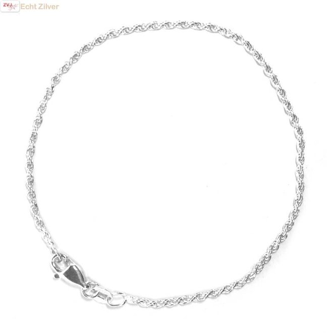 Zilveren rope enkelketting  25 cm 1.6 mm