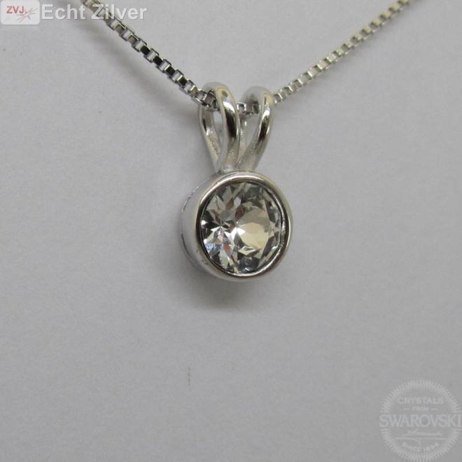 Zilveren wit kristal ketting