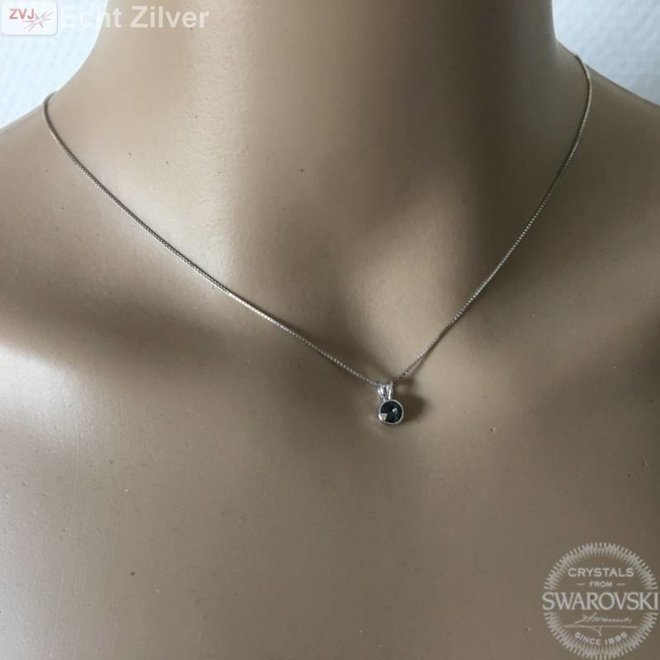 Zilveren Swarovski Silver night grijs kristal ketting