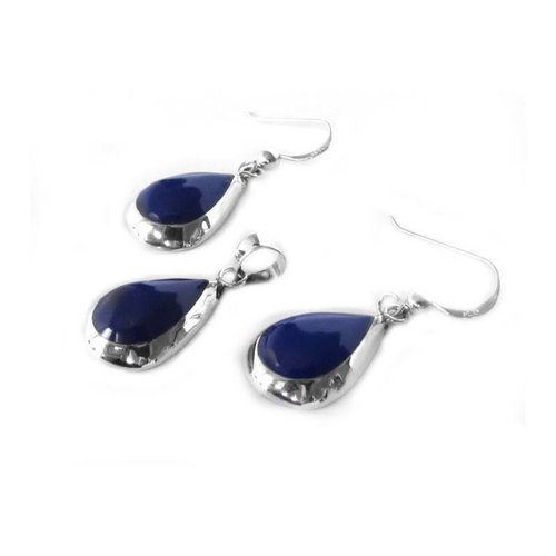 ZilverVoorJou Zilveren druppel set hanger oorbellen lapis lazuli blauw ZilverVoorJou Zilveren druppel set hanger oorbellen lapis lazuli blauw