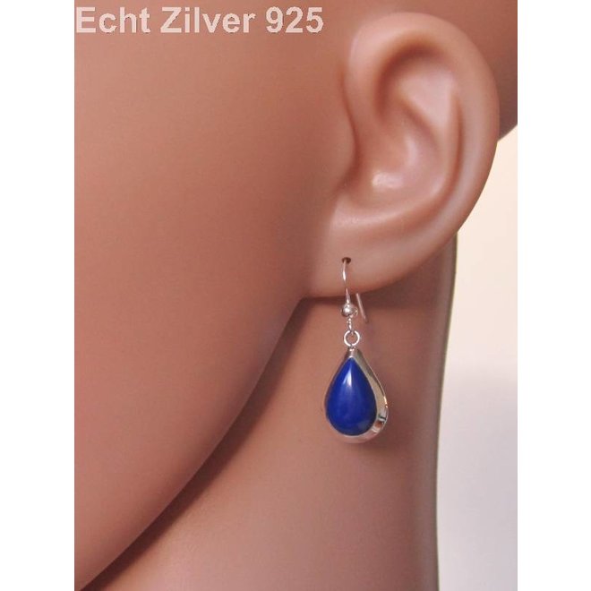 Zilveren druppel set hanger oorbellen lapis lazuli blauw