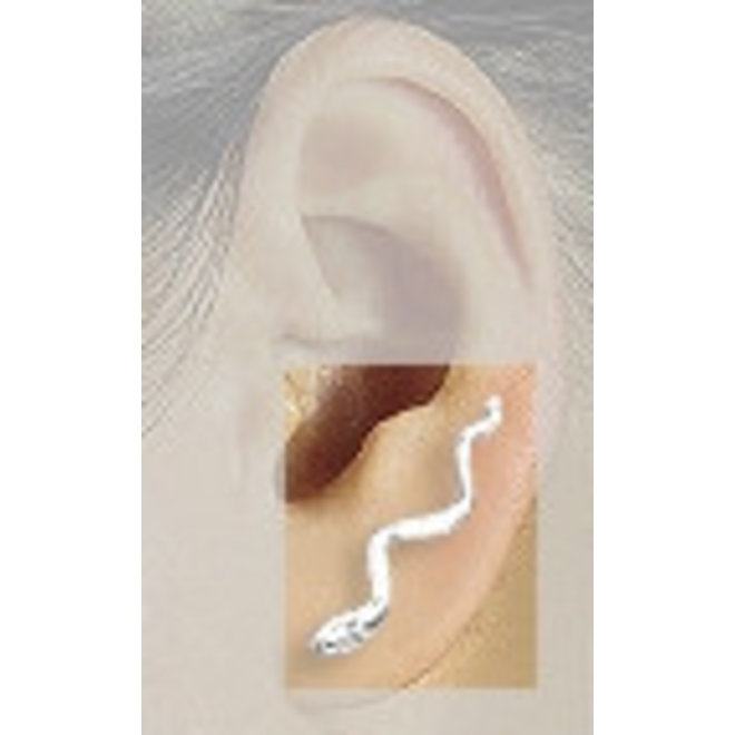 Zilveren ear line cuff slang oorstekers