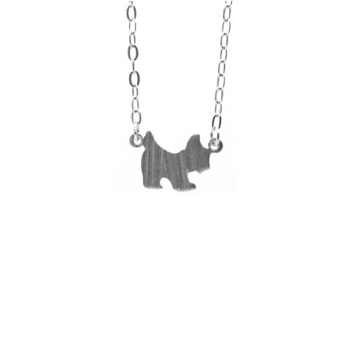 ZilverVoorJou Zilveren collier met hond in mat zilver ZilverVoorJou Zilveren collier met hond in mat zilver