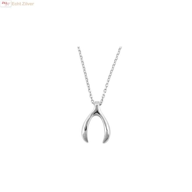 Zilveren wishbone wensbeen collier