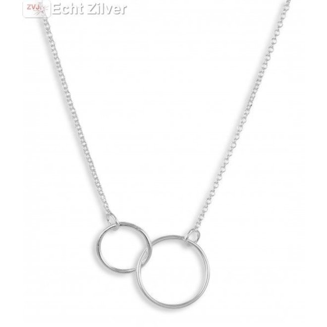 Zilveren 2 cirkels collier