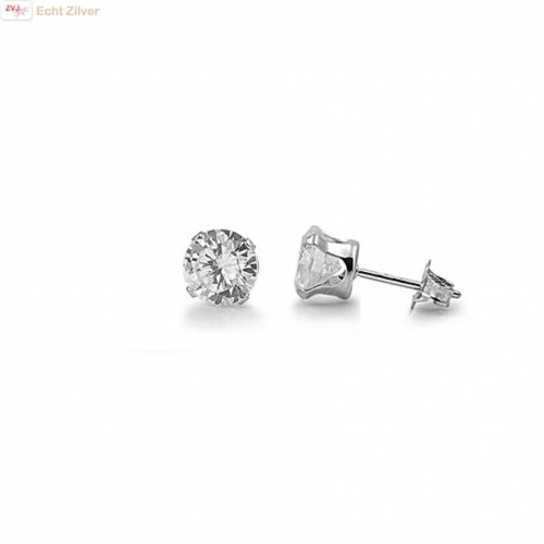 ZilverVoorJou Zilveren mini oorstekers 4 mm witte zirkoon ZilverVoorJou Zilveren mini oorstekers 4 mm witte zirkoon