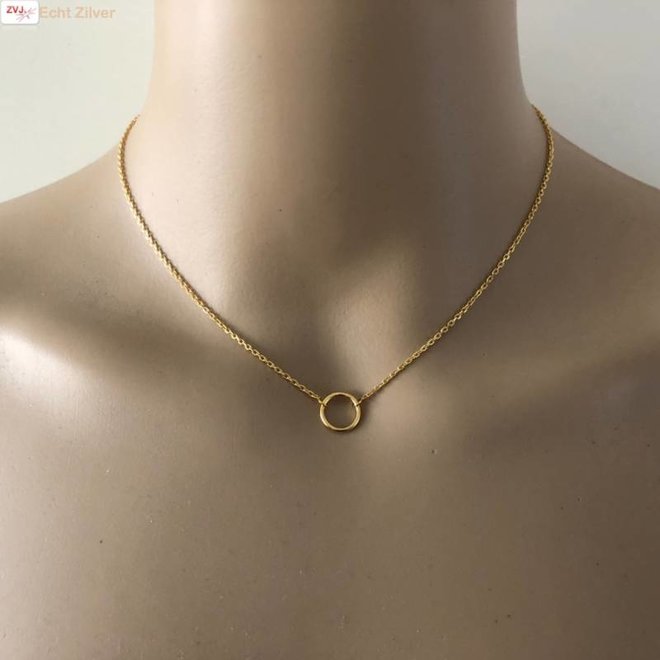 Goud op 925 zilver open cirkel collier