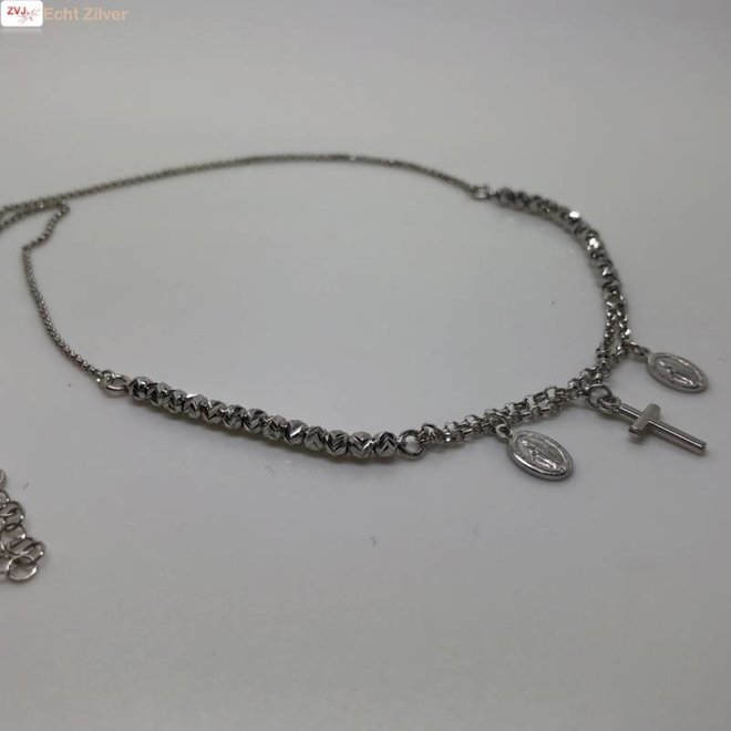 Zilveren kruis scapulier rhodium collier