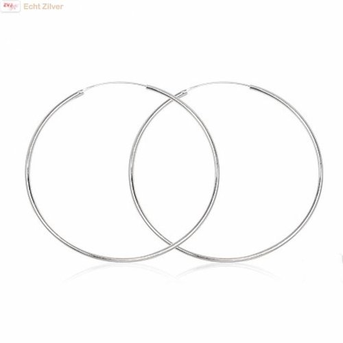 ZilverVoorJou Zilveren creolen oorringen groot 60 mm 1.5 mm breed ZilverVoorJou Zilveren creolen oorringen groot 60 mm 1.5 mm breed