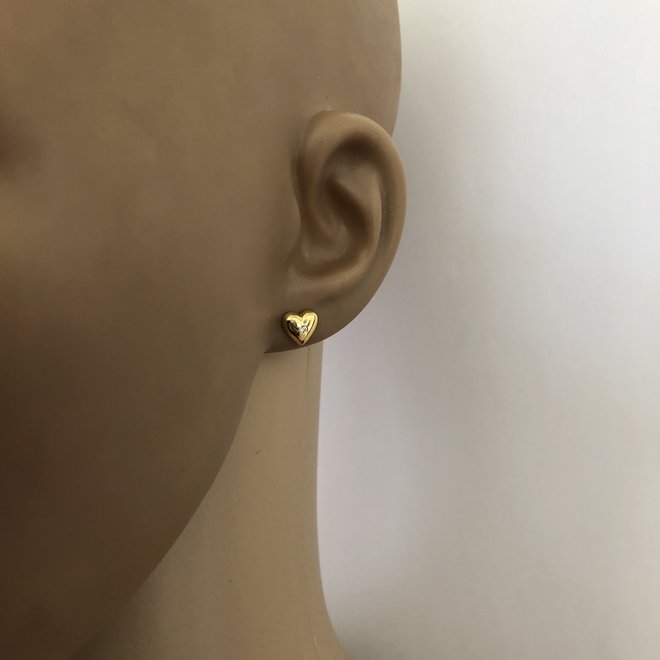Gold plated hart bling oorstekers