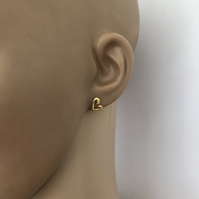 Zilver en goud op zilver setje design hartjes oorstekers