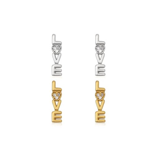 ZilverVoorJou Zilver en goud 2 paar love oorstekers ZilverVoorJou Zilver en goud 2 paar love oorstekers