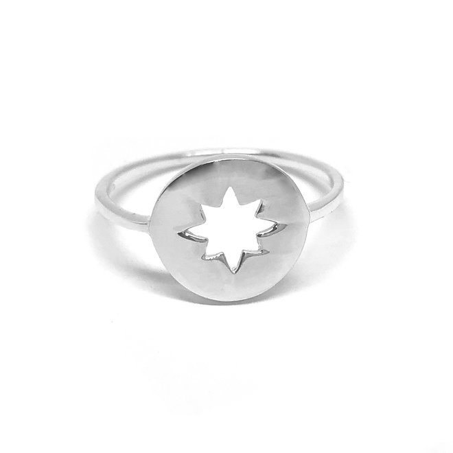 Zilveren ring met open ster