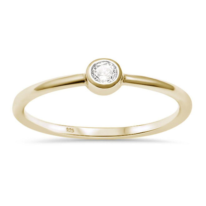 Vermeil kleine witte cz solitair ring