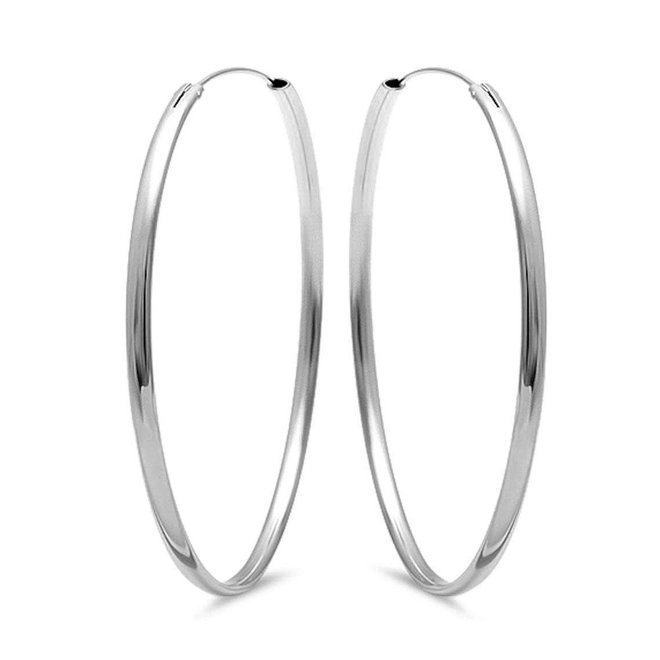 Zilveren  oorringen 60 mm buis 2,8mm