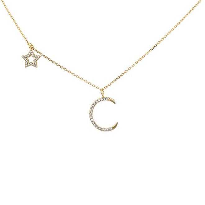 Gold plated  moon en star ketting