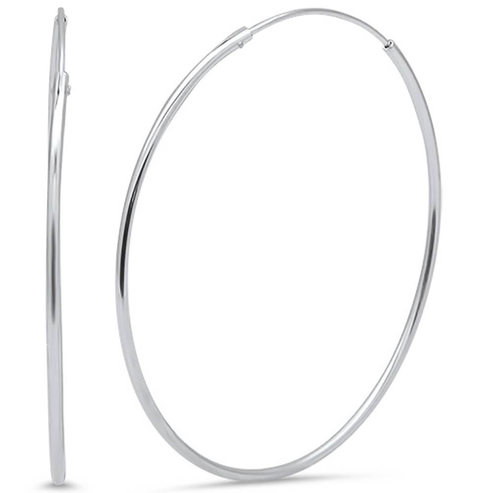 Grote creolen van 925 sterling zilver, voor dames en meisjes, 80 mm, Sterling zilver